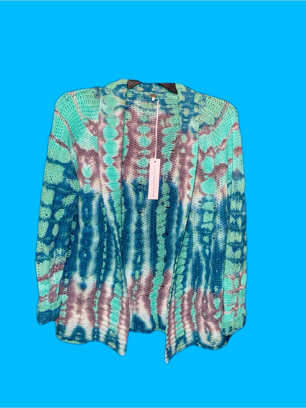 🆕#21~Young Fabulous & Broke Tie-Dye Sweater in Teal, Navy & Brown